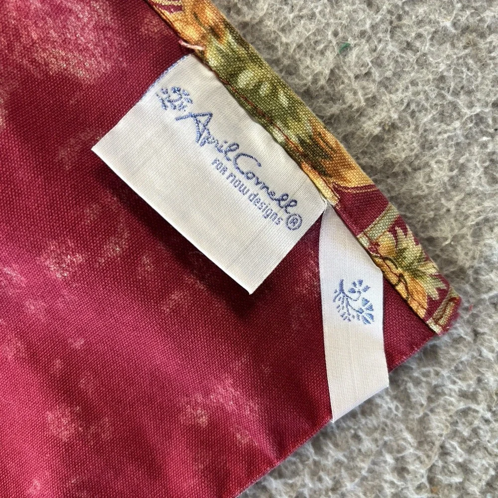April Cornell Table Runner 68x12  Sunflowers Floral Red Yellow Green Cotton